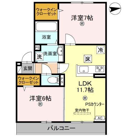 SINCERITE(2LDK/1階)の間取り写真