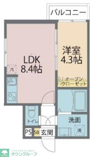 カインドネス八王子元本郷(1LDK/1階)の間取り写真