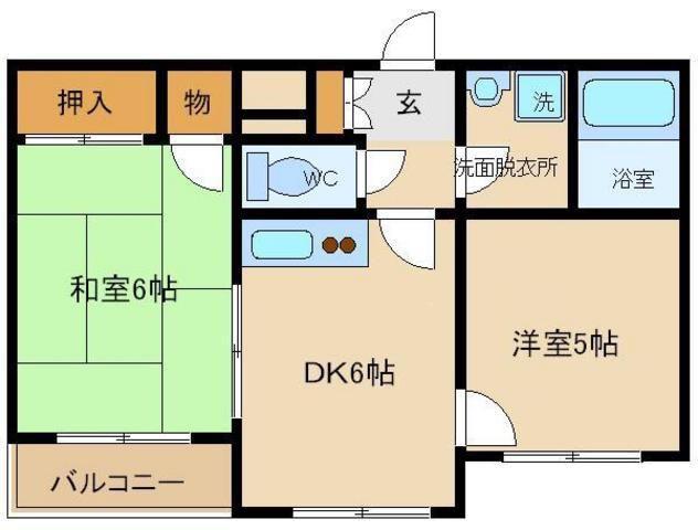 ウエストコーポ佐伯(2DK/2階)の間取り写真