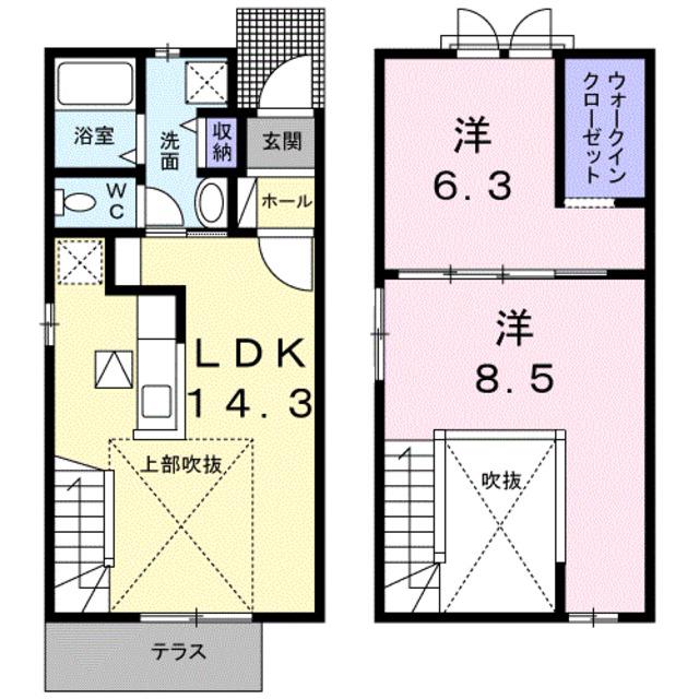 ハウスプリムローズ V(2LDK/1階)の間取り写真