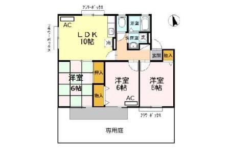 セジュール蒲北 A(3LDK/1階)の間取り写真