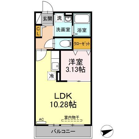 ファミール上の台(1LDK/2階)の間取り写真