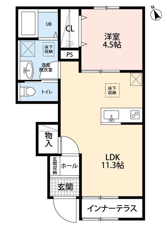 リーブルファイン久喜久喜東II(1LDK/1階)の間取り写真