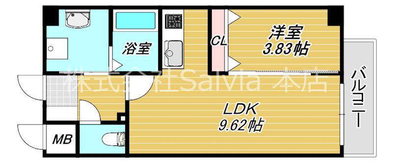 リアライズ堺宿院(1LDK/2階)の間取り写真