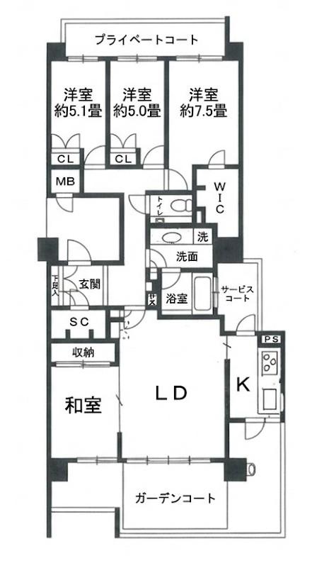 アイランドシティ・アクアコートI区7番館(4LDK/7階)の間取り写真