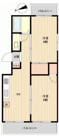 ニュー富岡ドミール(2DK/1階)の間取り写真