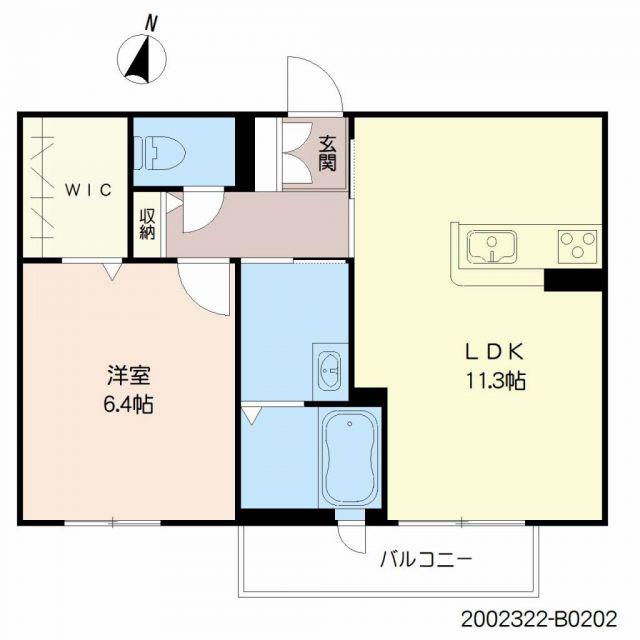 シャーメゾン佐嘉城内(1LDK/2階)の間取り写真