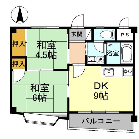 レジデンスタカラ(2DK/1階)の間取り写真