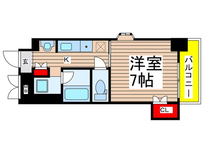 パールコートII(1K/6階)の間取り写真