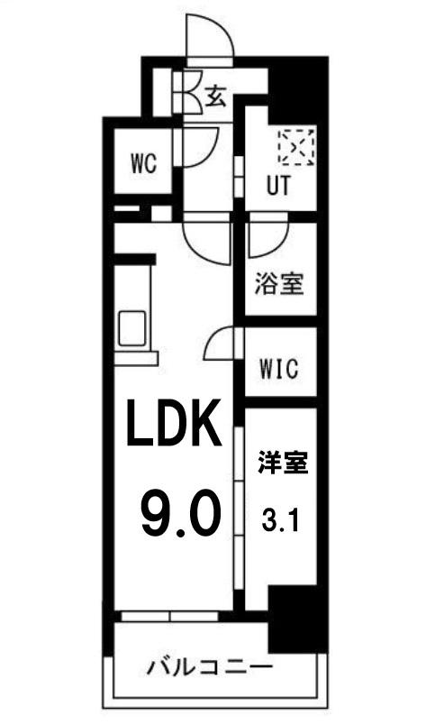 メイクスアート名駅ウエスト(1LDK/5階)の間取り写真