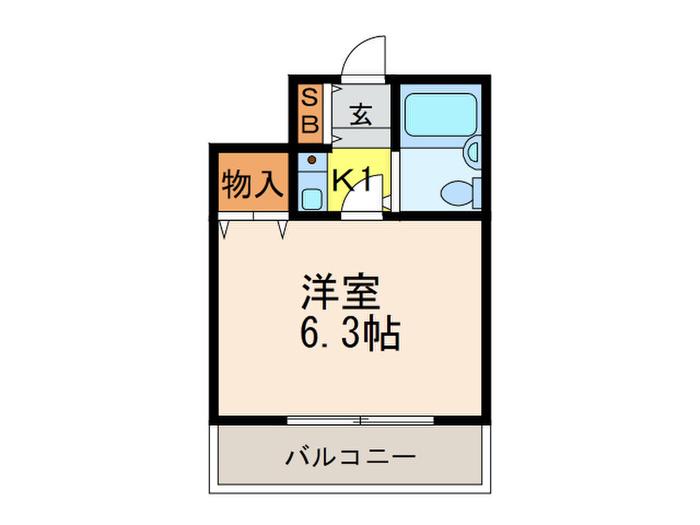 シャトー栄根II(1K/3階)の間取り写真