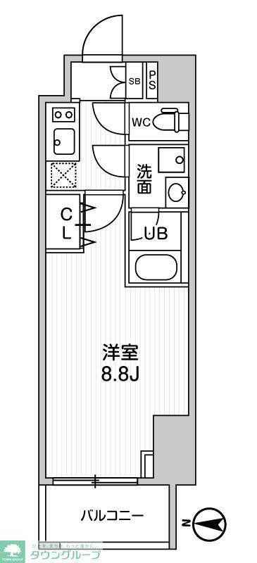ALTERNA菊川II(1K/6階)の間取り写真