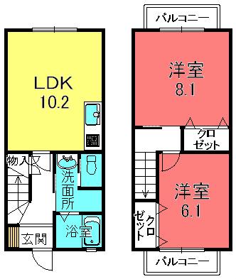 メゾフォルテ・ガーデンII C(2LDK/1階)の間取り写真