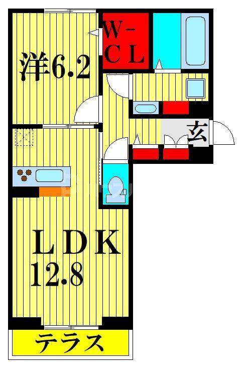 FERRO PALAZZO D棟(1LDK/1階)の間取り写真