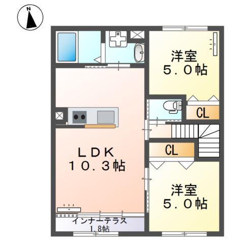 グランノヴァ(2LDK/2階)の間取り写真