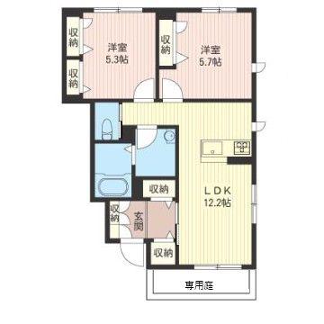 クオーレA(2LDK/1階)の間取り写真