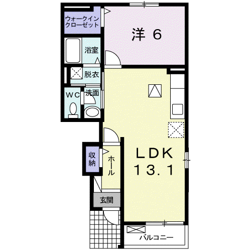 プラシード カーサ(1LDK/1階)の間取り写真