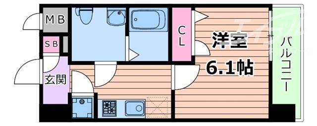 エスリード北大阪レジテンス(1K/10階)の間取り写真