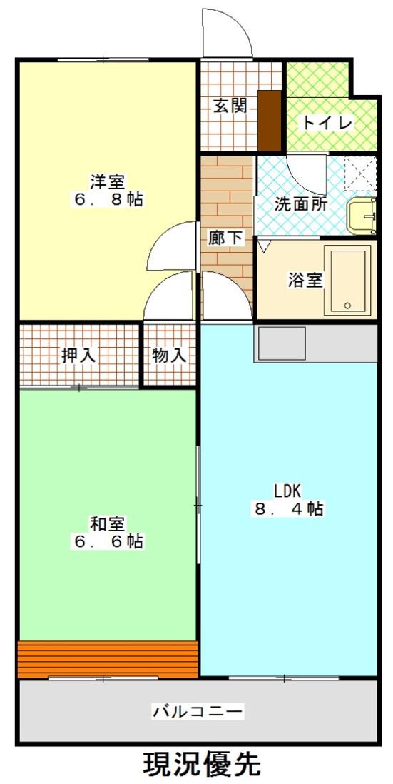 ビューしじみの森(2LDK/3階)の間取り写真