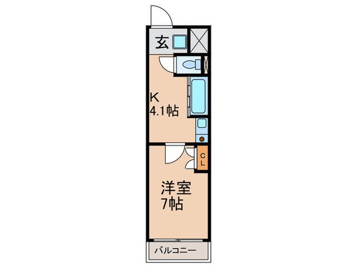 ワイズII(1K/1階)の間取り写真