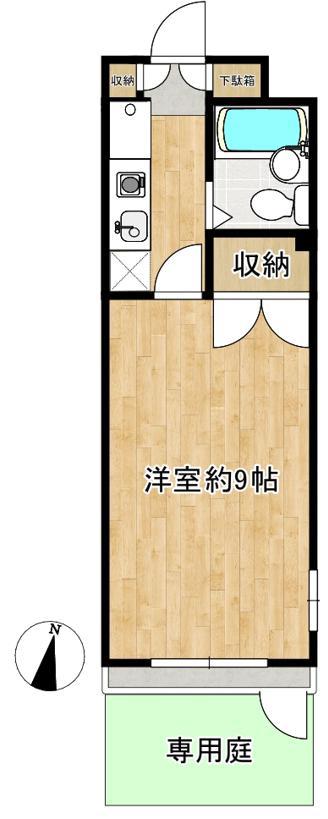 セザール東大和(1K/1階)の間取り写真