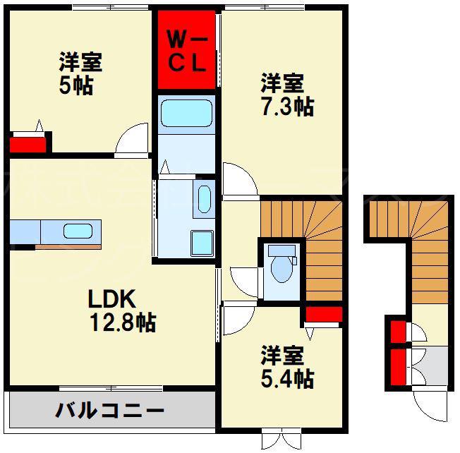 MAST日明B棟(3LDK/2階)の間取り写真