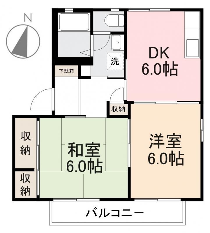 レイクサイド三木A・B・C(2DK/2階)の間取り写真