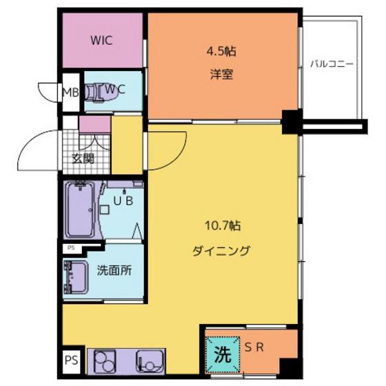 グランルージュ十一屋(1LDK/2階)の間取り写真