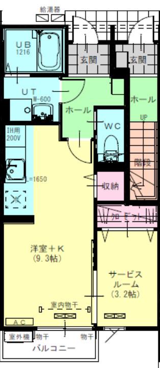 ラ ヴィエルジュ(1SK/1階)の間取り写真