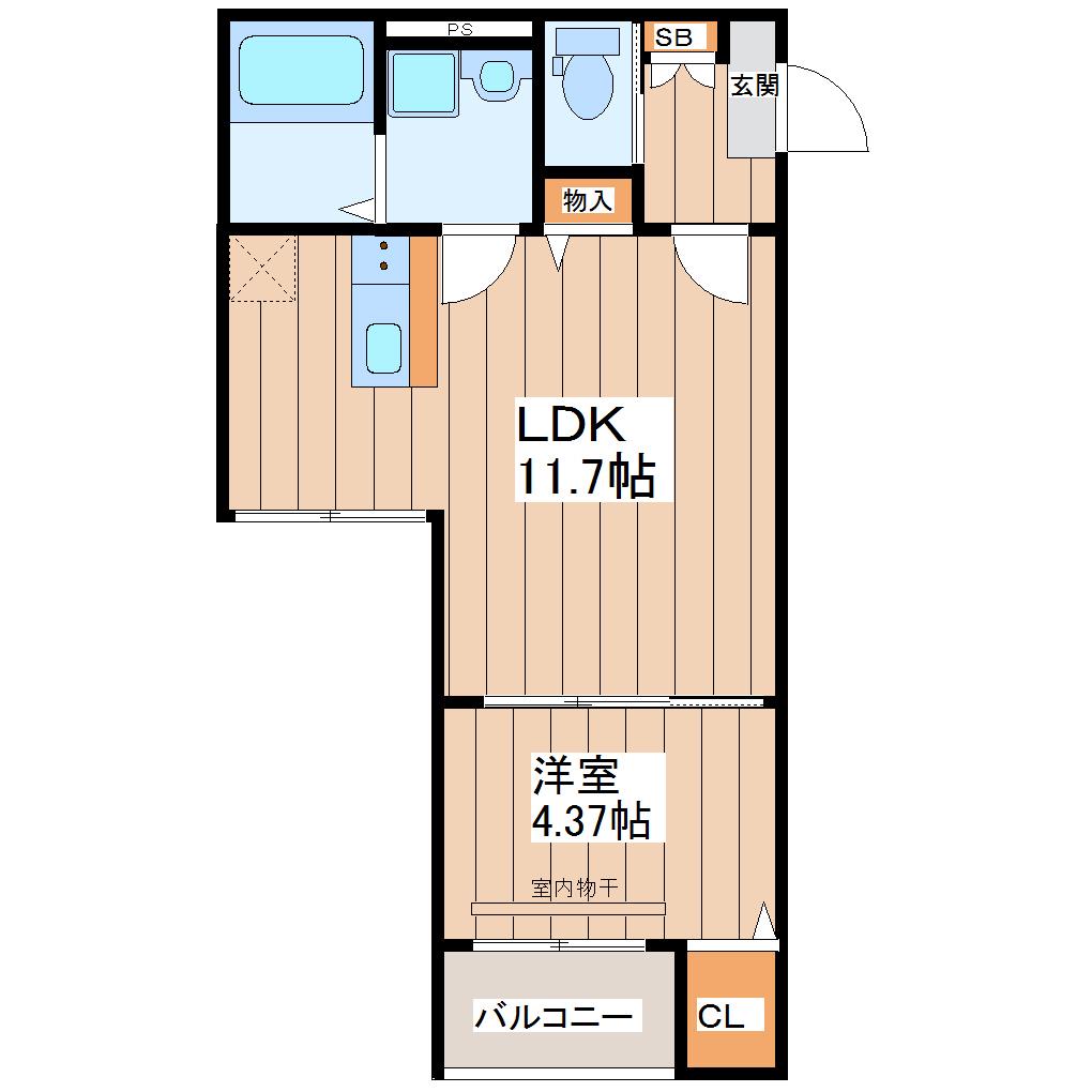 RESONANT SQUARTE(1LDK/2階)の間取り写真