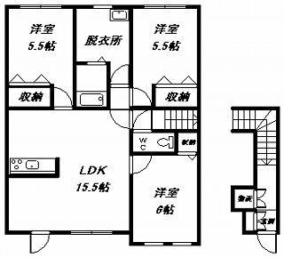 ル・レーヴ(3LDK/2階)の間取り写真