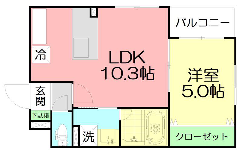 PARKLANE八松(1LDK/1階)の間取り写真