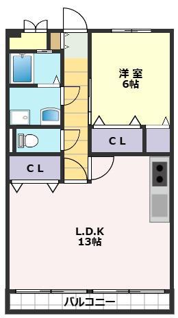 沢田コーポ(1LDK/4階)の間取り写真