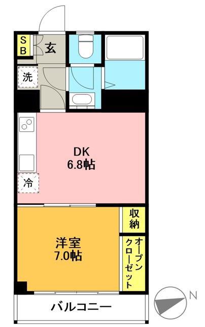 サンライズマンション(1DK/3階)の間取り写真