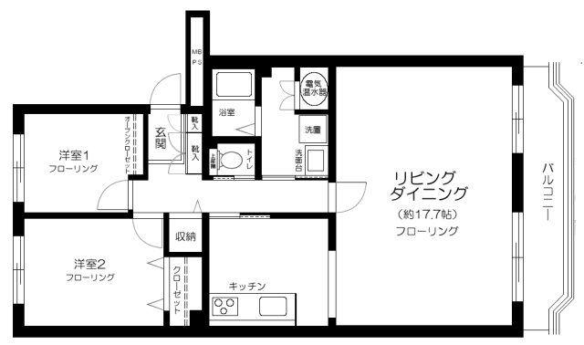 ライオンズマンション行徳(2LDK/1階)の間取り写真