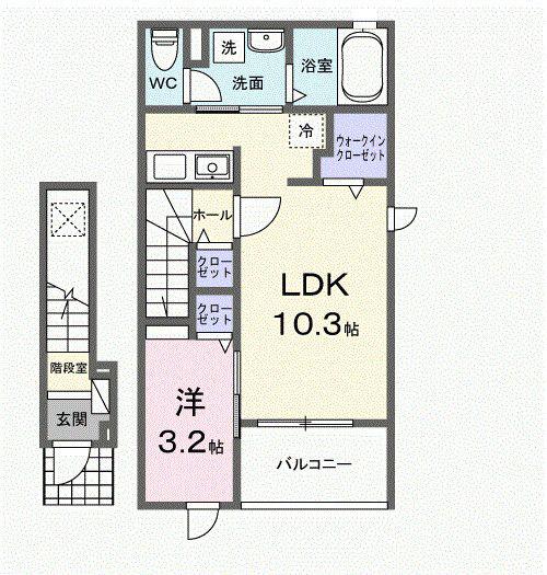 エルノア(1LDK/2階)の間取り写真