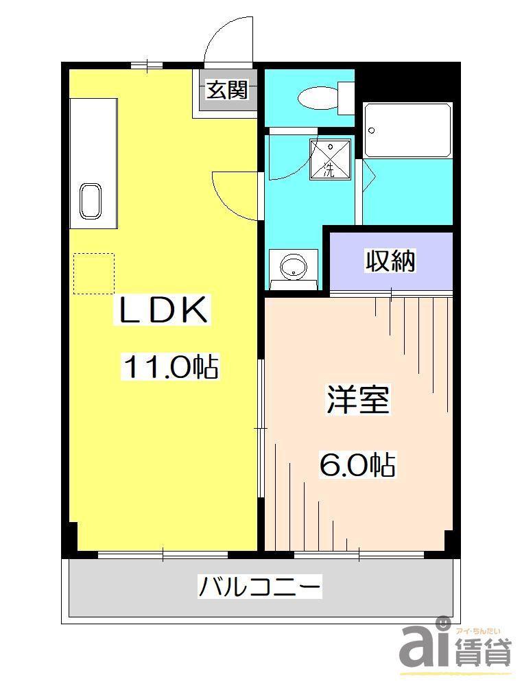 ヴァンヴェルナル(1LDK/3階)の間取り写真