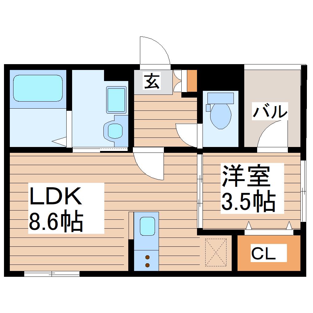 ソレイユ薬師堂(1LDK/2階)の間取り写真