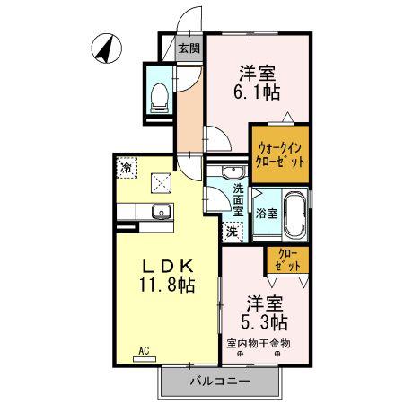 シトリン(2LDK/1階)の間取り写真