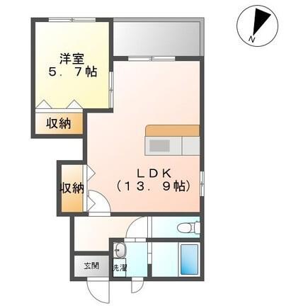 アヴァンティII(1LDK/1階)の間取り写真