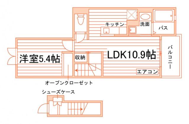 アンジュメゾン Ⅱ(1LDK/2階)の間取り写真