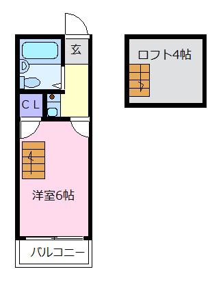 サンモール天美(ワンルーム/2階)の間取り写真