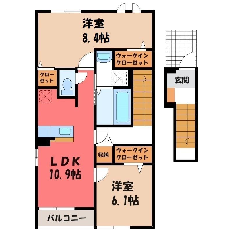 ヴィラ・セレーナ(2LDK/2階)の間取り写真