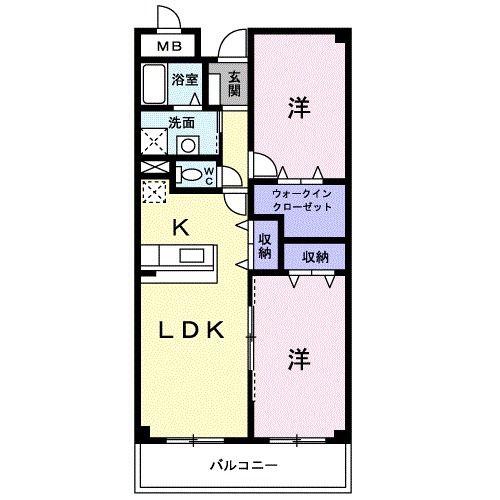 シャン・ド・フルールA(2LDK/3階)の間取り写真