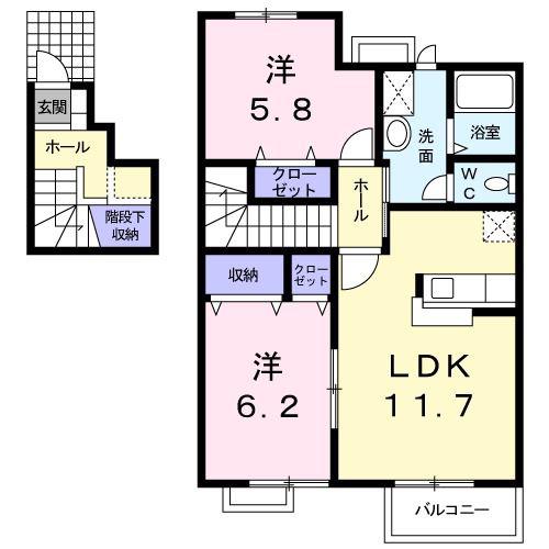 ジョイス・コーポA(2LDK/2階)の間取り写真