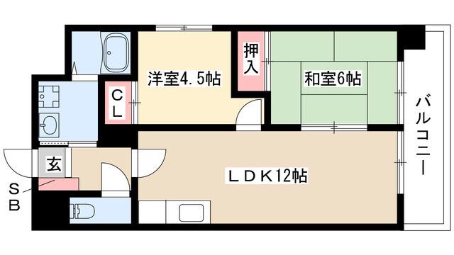 アーバンハイツ神宮公園(2LDK/6階)の間取り写真