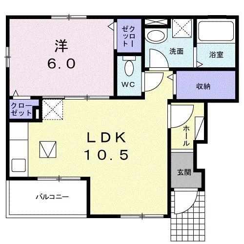 サンリット・スクエア(1LDK/1階)の間取り写真