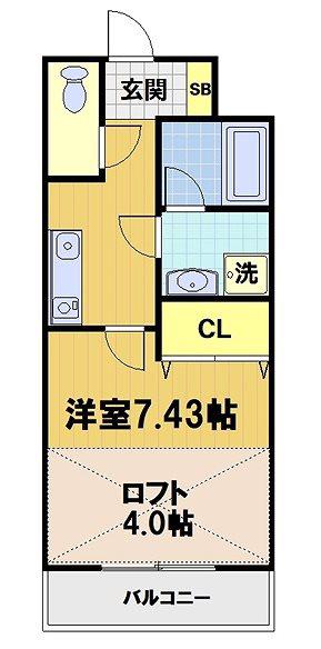 ワイアール東山(1K/2階)の間取り写真