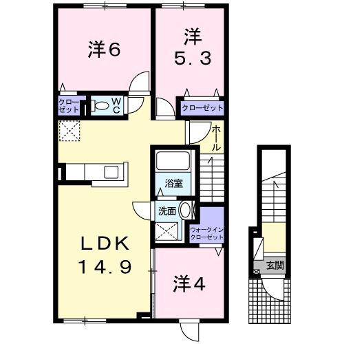 ハーモニー(3LDK/2階)の間取り写真