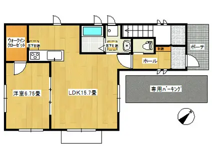 メイフェア鶴間(1LDK/1階)の間取り写真